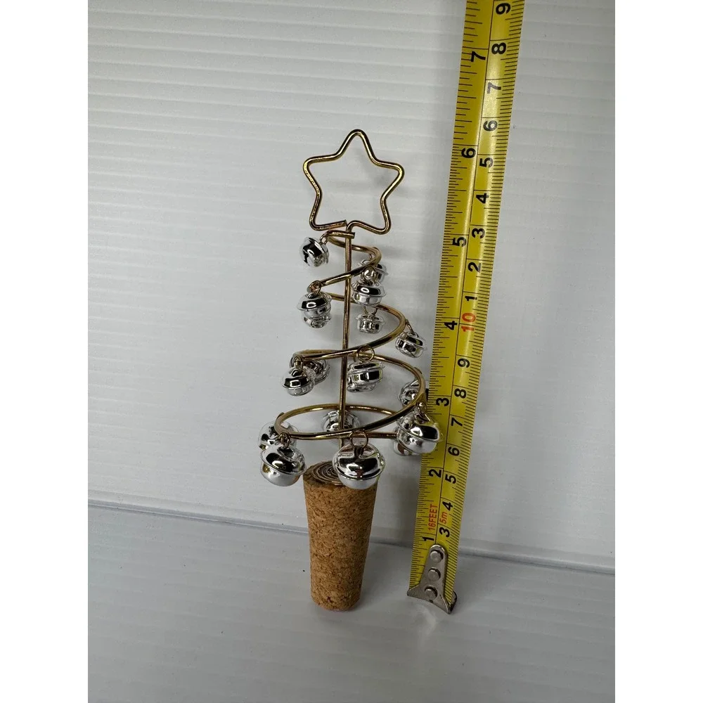 Mud Pie Jingle Bell Wine Stopper Christmas Tree Gold Silver Star NEW